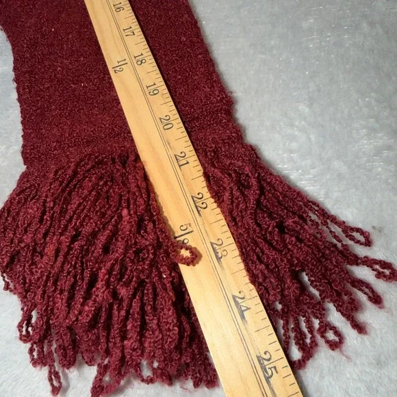 Vintage Y2K Shaggy Fringe Trim Knit Cardigan Burgundy Boho Whimsygoth Red Medium - Picture 10 of 11